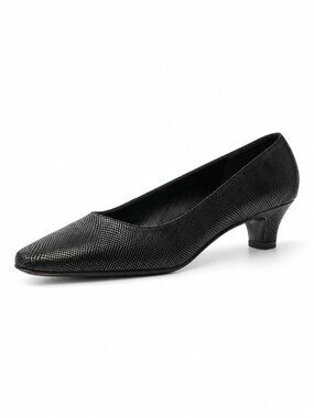 Salvatore Ferragamo Black Lizard Leather Pumps Kitten Heel Made in Italy